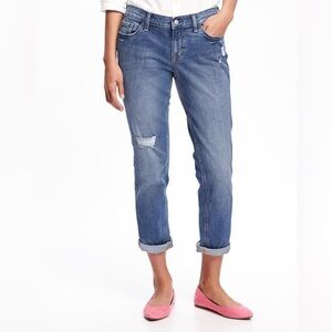 Old Navy Boyfriend Straight Distressed Jeans 14 Regular Relaxed Trendy Denim